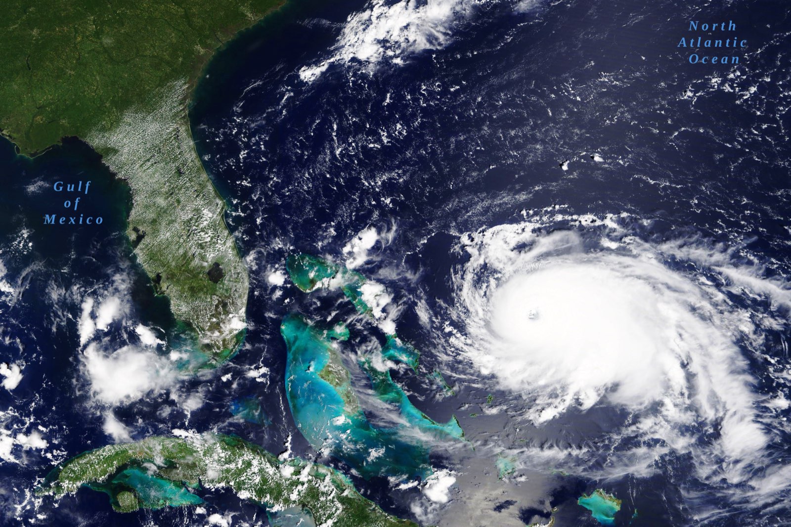 A hurricane over Florida seen from satellite